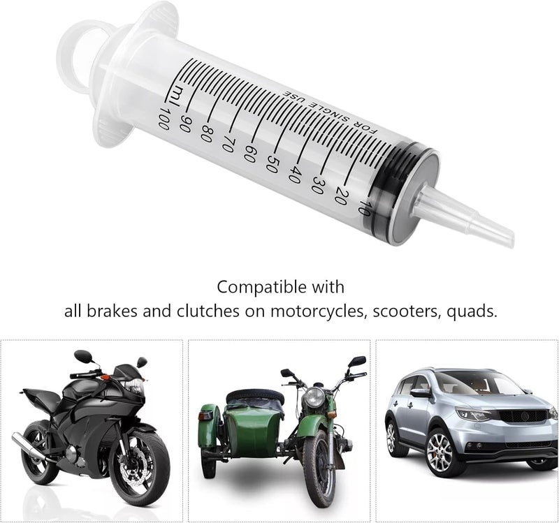 wdcfxy Brake Bleed Kit Fluid Bleeder Pressure Motorcycle Hydraulic Disc Clutches Oil Bleeding Extractor Reverse Bleeder Tool 100ml Syringe 50cm/19.69Inch Hose Universal Motorbike Scooter Maintenance - Image 4